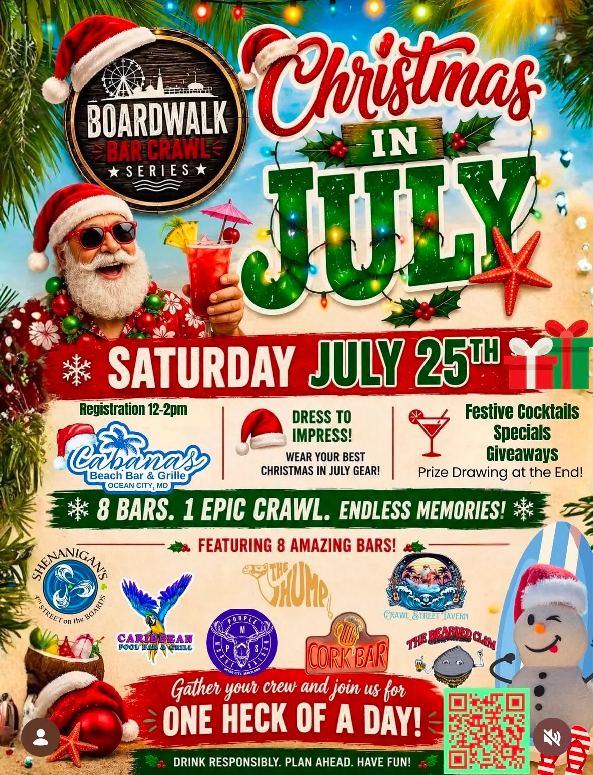 Christmas In July, Christmas Bar Crawl, Ocean City, Maryland