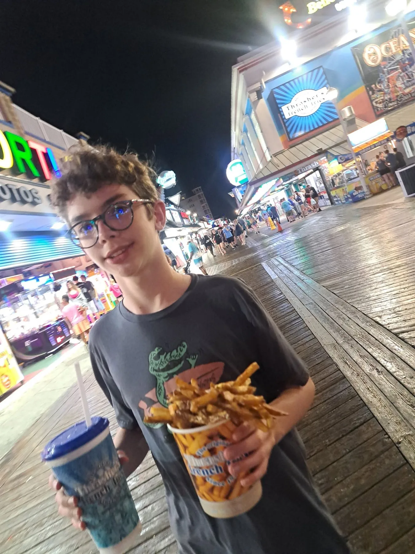 Debra Corson·Late night walk on the boardwalk with some Thrashers.