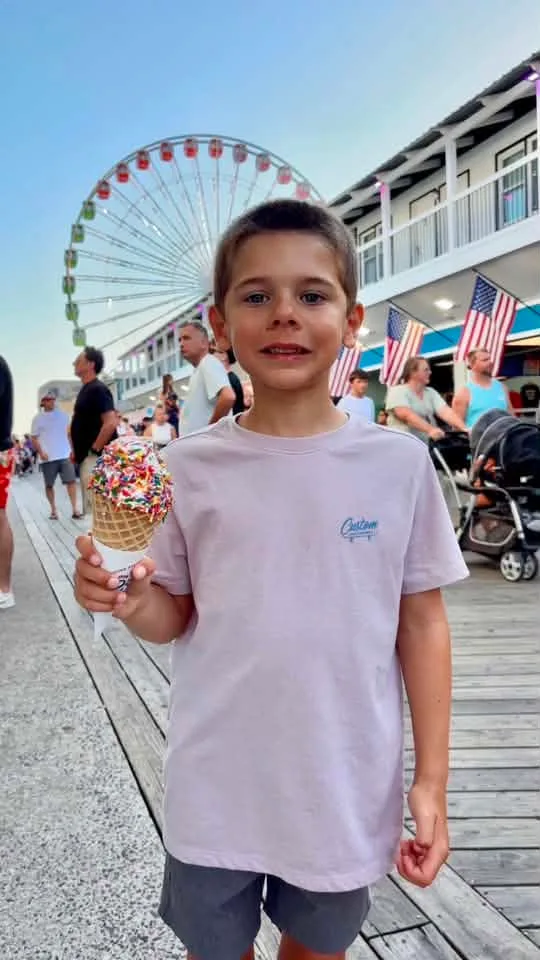 Katie Carnero - My boy enjoying an ice cream cone on the boardwalk, last summer before Kindergarten! 🥹