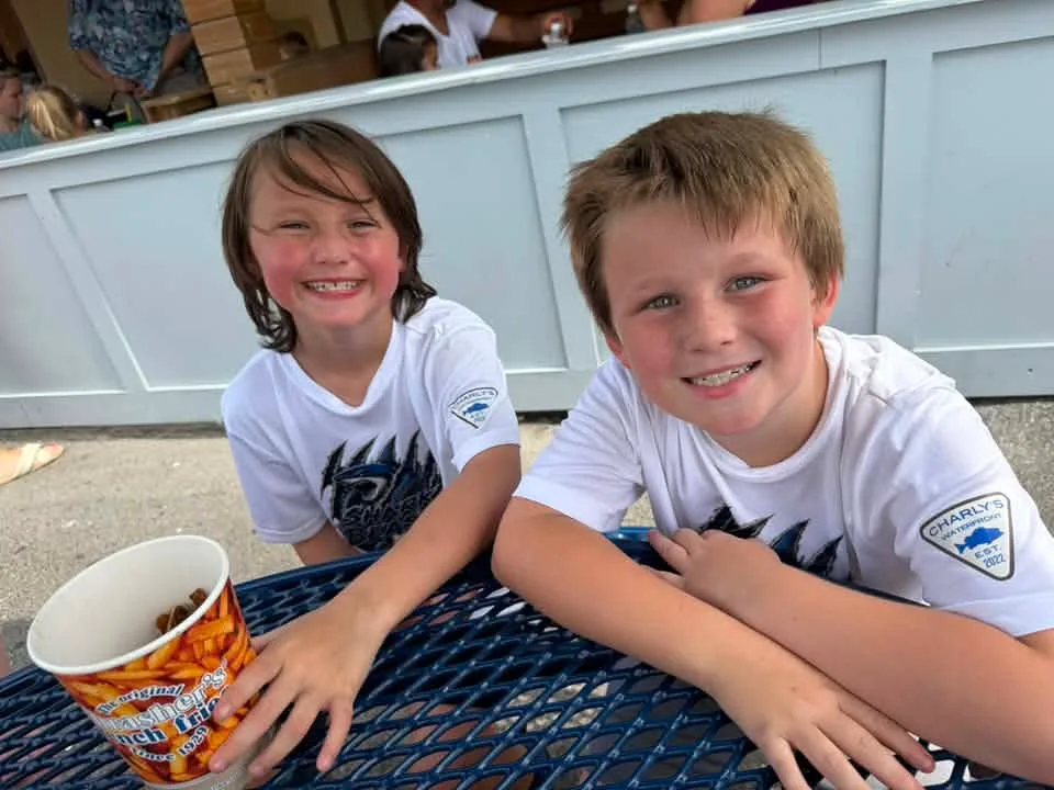 Kim Limmer - My grandson and nephew doing what they love, playing soccer in the tournament last weekend! But first some thrasher fries to give them some energy. I have reposted this post as well. I hope I win this for my grandson and nephew 