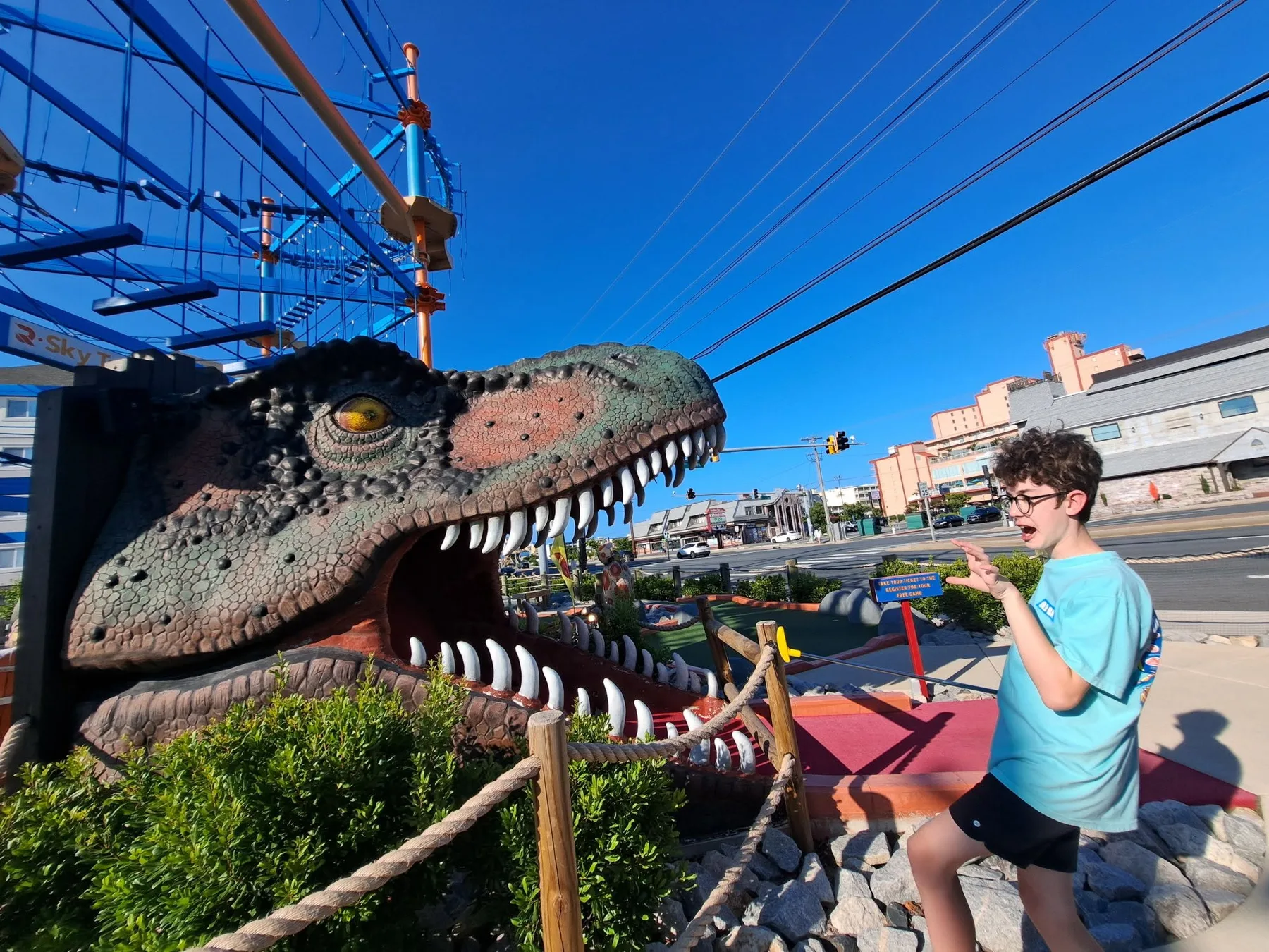 Debra Corson-My son loves the Dino Mini Golf. We both do terribly at it, but have a lot of fun, as you can see.