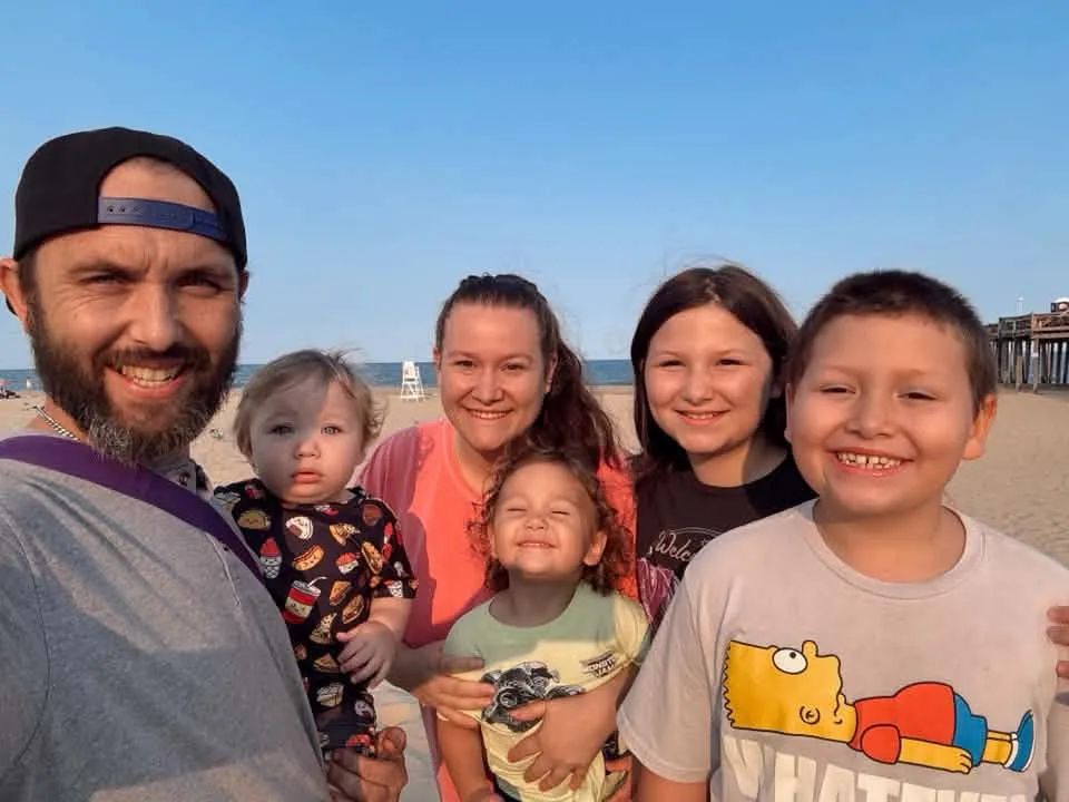 Family on beach in ocmd