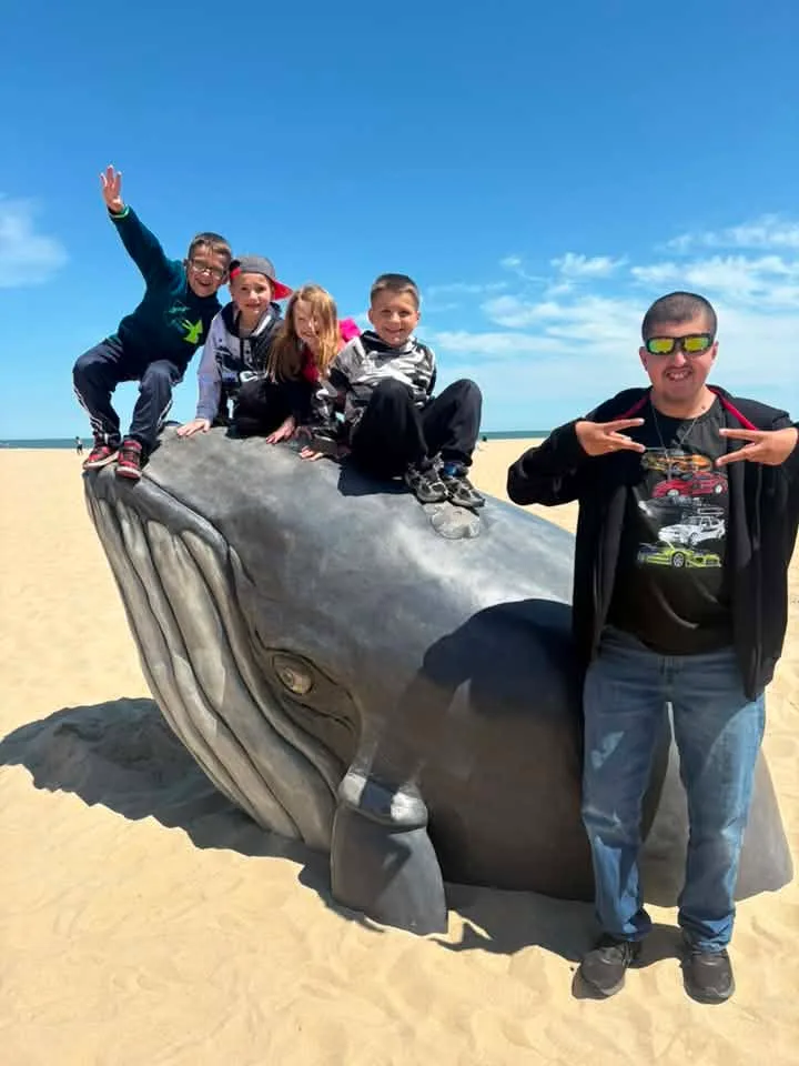 Rachel RE - My son with his cousin, and nephews & niece enjoying the sand during a recent trip. It was a little chilly and windy but these kids always make the best of it. Thank you Ocean City