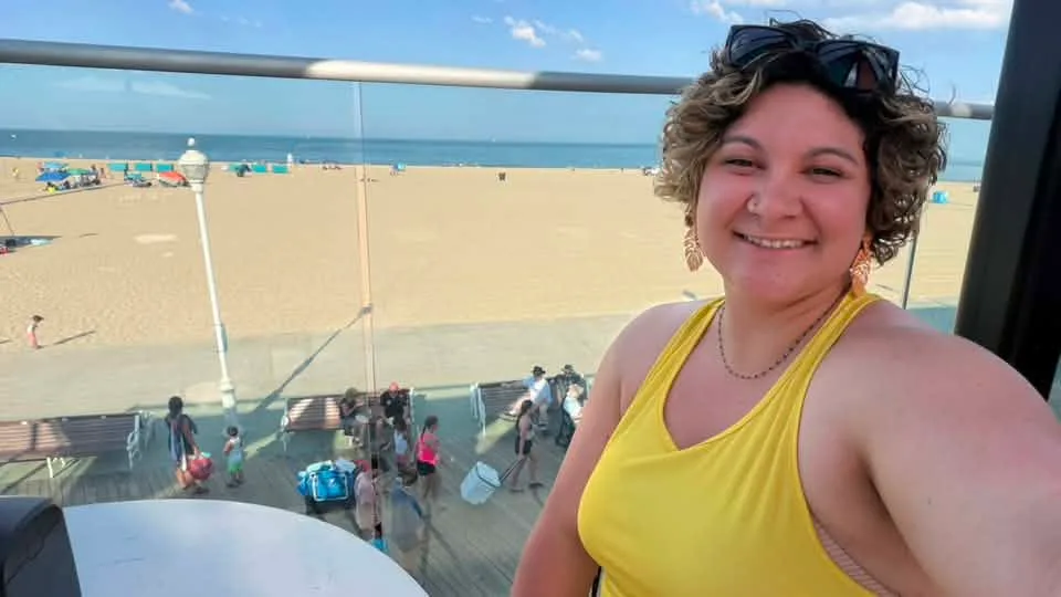 lady with view of beach in ocean city md