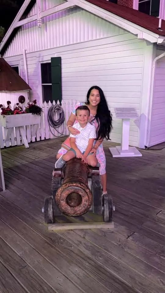 mother and son on the ocean city md boardwalk