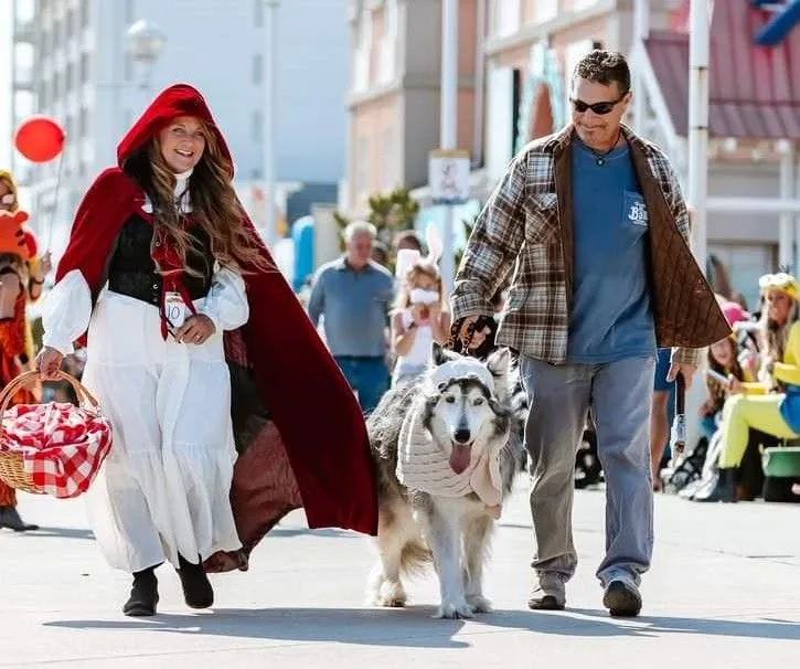 dog dressed up on ocean city boardwalk
