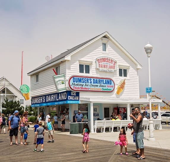 dumsers on the boardwalk in ocean city md