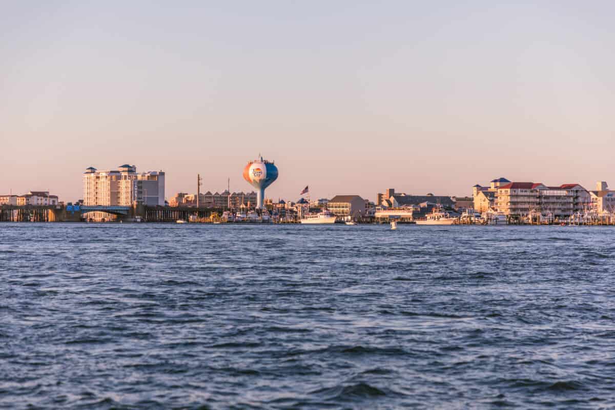 Ocean City Skyline from OC Bay Hopper Shore Craft Beer Cruise
