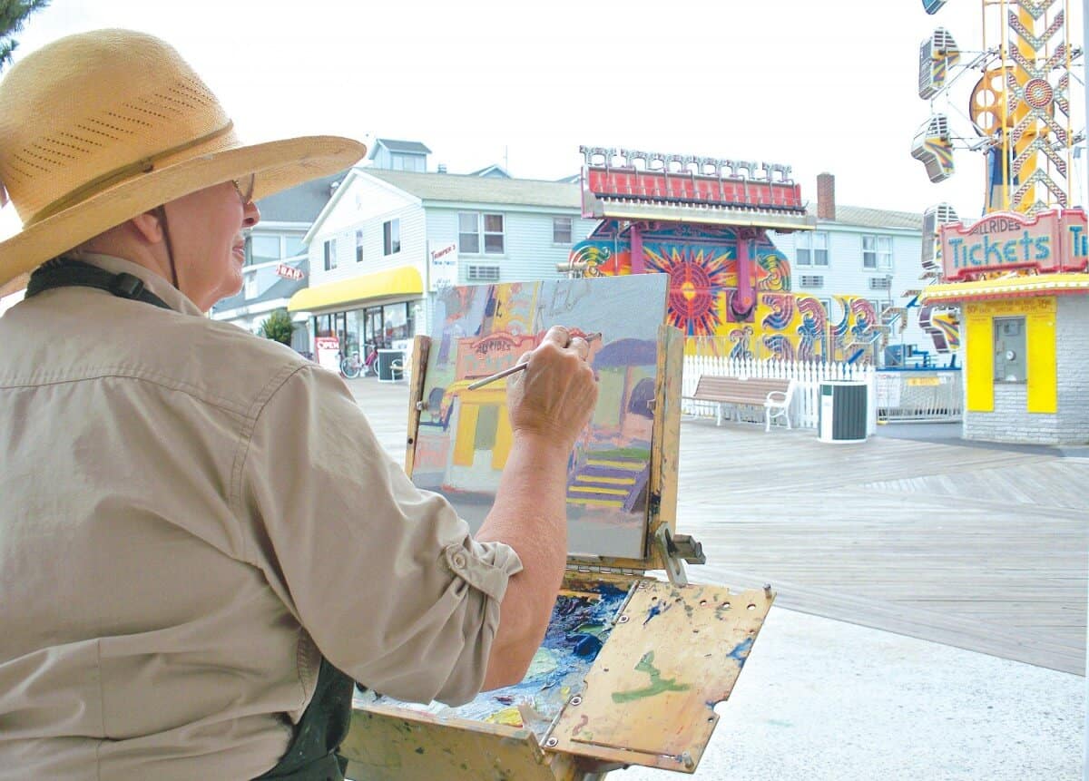 plein air artist paints ocean city