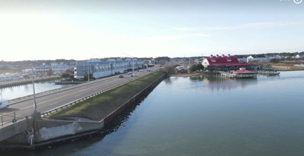 Aerial view of Route 50 Bridge in Ocean City