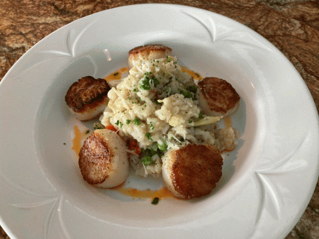 scallop risotto at The Captain's Table