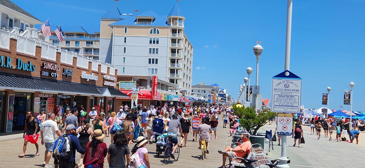 Busy summer Boardwalk in Ocean City Md