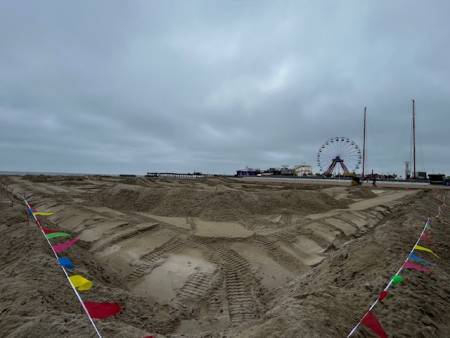 Setting up for Jeep Week obstacle course