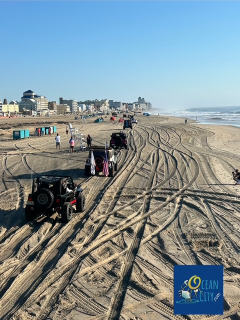 Jeep Fest parade of jeeps beach crawl
