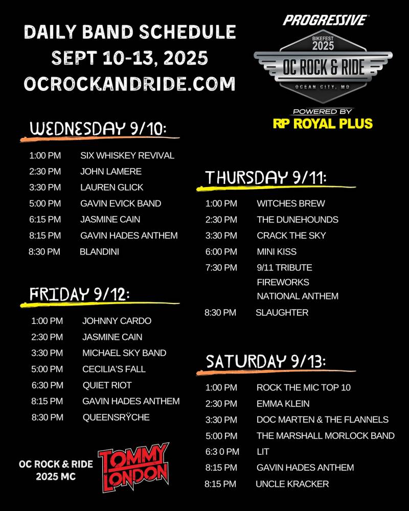 oc rock and ride music scedule